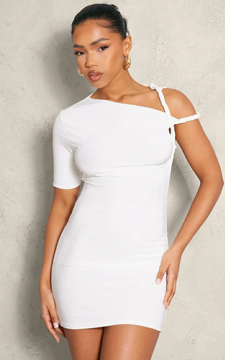 Slinky Twist Shoulder Bodycon Dress-PrettyLittleThing Online