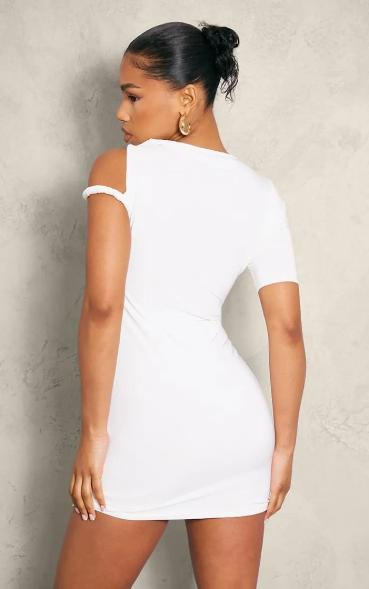 Slinky Twist Shoulder Bodycon Dress-PrettyLittleThing Online