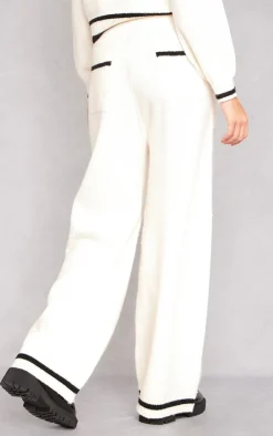 PrettyLittleThing Knitted Two Piece Sets*Soft Knit Contrast Stripe Detail Wide Leg Pants