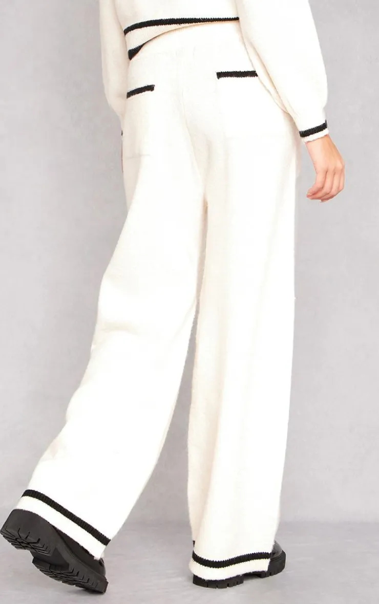PrettyLittleThing Knitted Two Piece Sets*Soft Knit Contrast Stripe Detail Wide Leg Pants