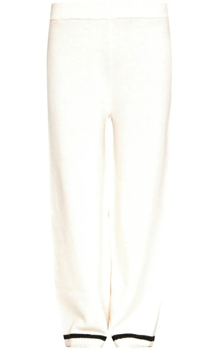 PrettyLittleThing Knitted Two Piece Sets*Soft Knit Contrast Stripe Detail Wide Leg Pants