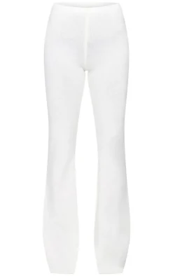 Online PrettyLittleThing Soft Knit Wide Leg Pants Cream