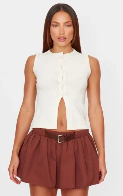 PrettyLittleThing Knitted Tops*Soft Knitted Button Through Vest