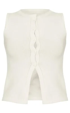 PrettyLittleThing Knitted Tops*Soft Knitted Button Through Vest