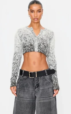 Soft Marl Knit Button Up Cropped Cardigan-PrettyLittleThing Best