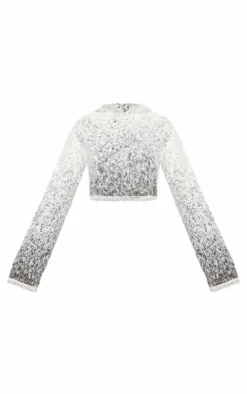 Soft Marl Knit Cropped Hoodie-PrettyLittleThing Clearance