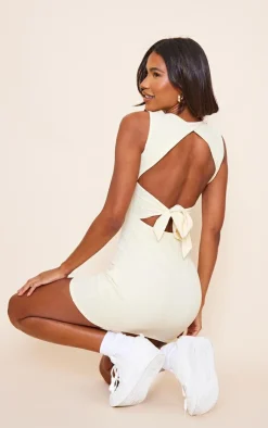 Soft Rib Cut Out Tie Back Bodycon Dress-PrettyLittleThing Discount