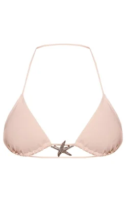 Cream Starfish Trim Triangle Bikini Top