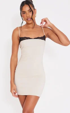 Stretch Woven Lace Binding Bodycon Dress-PrettyLittleThing Discount