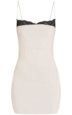 Stretch Woven Lace Binding Bodycon Dress-PrettyLittleThing Discount