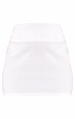 Cream Stretch Woven Oversized Bow Detail Mini Skirt