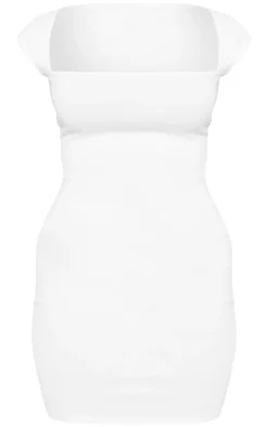 Stretch Woven Square Neck Short Sleeve Dress-PrettyLittleThing Outlet