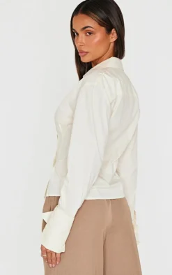 PrettyLittleThing Shirts*Striped Asymmetric Cinched Shirt