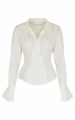PrettyLittleThing Shirts*Striped Asymmetric Cinched Shirt