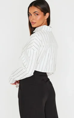 PrettyLittleThing Shirts*Striped Cropped Shirt