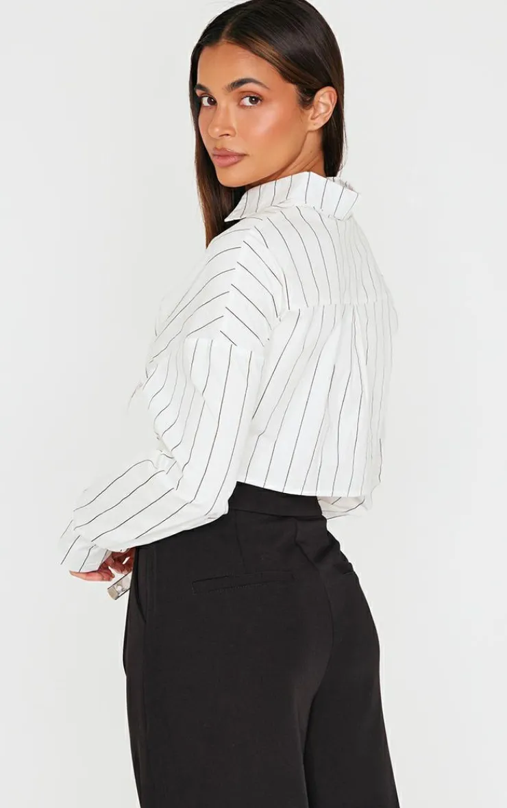 PrettyLittleThing Shirts*Striped Cropped Shirt