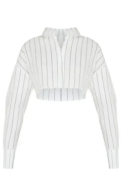 PrettyLittleThing Shirts*Striped Cropped Shirt