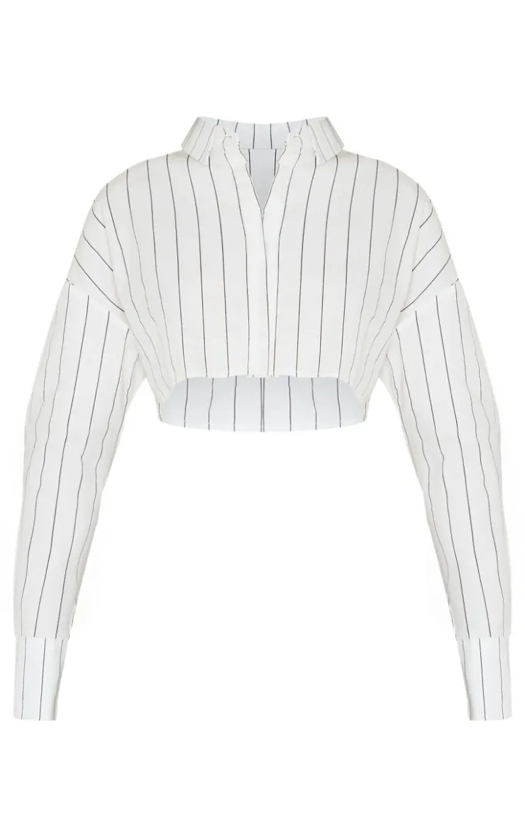 PrettyLittleThing Shirts*Striped Cropped Shirt