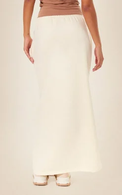 Cream Sweat Drawstring Midi Skirt