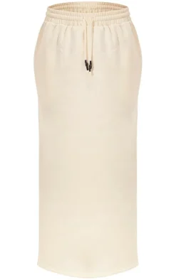 Cream Sweat Drawstring Midi Skirt