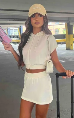 Discount PrettyLittleThing Sweat Mini Skirt Cream