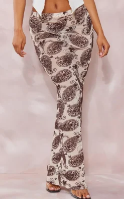 Cream Swirl Devore Mesh Maxi Skirt