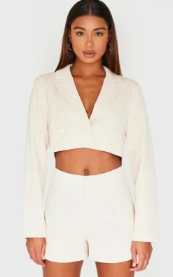 Sale PrettyLittleThing Tailored High Waist Shorts Cream