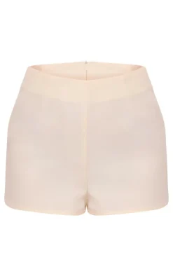 Online PrettyLittleThing Tailored Woven High Waisted Shorts Cream
