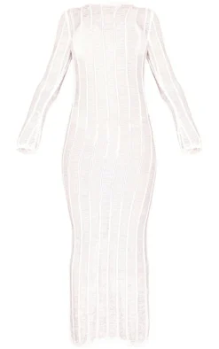 Tassel Knit Open Back Maxi Dress-PrettyLittleThing Online