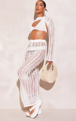 Best PrettyLittleThing Tassel Knitted Pants Cream