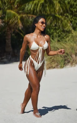 Cream Tassel Knot Side Bikini Bottoms