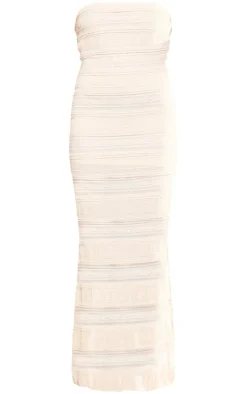 Textured Bandeau Side Split Maxi Dress-PrettyLittleThing Hot