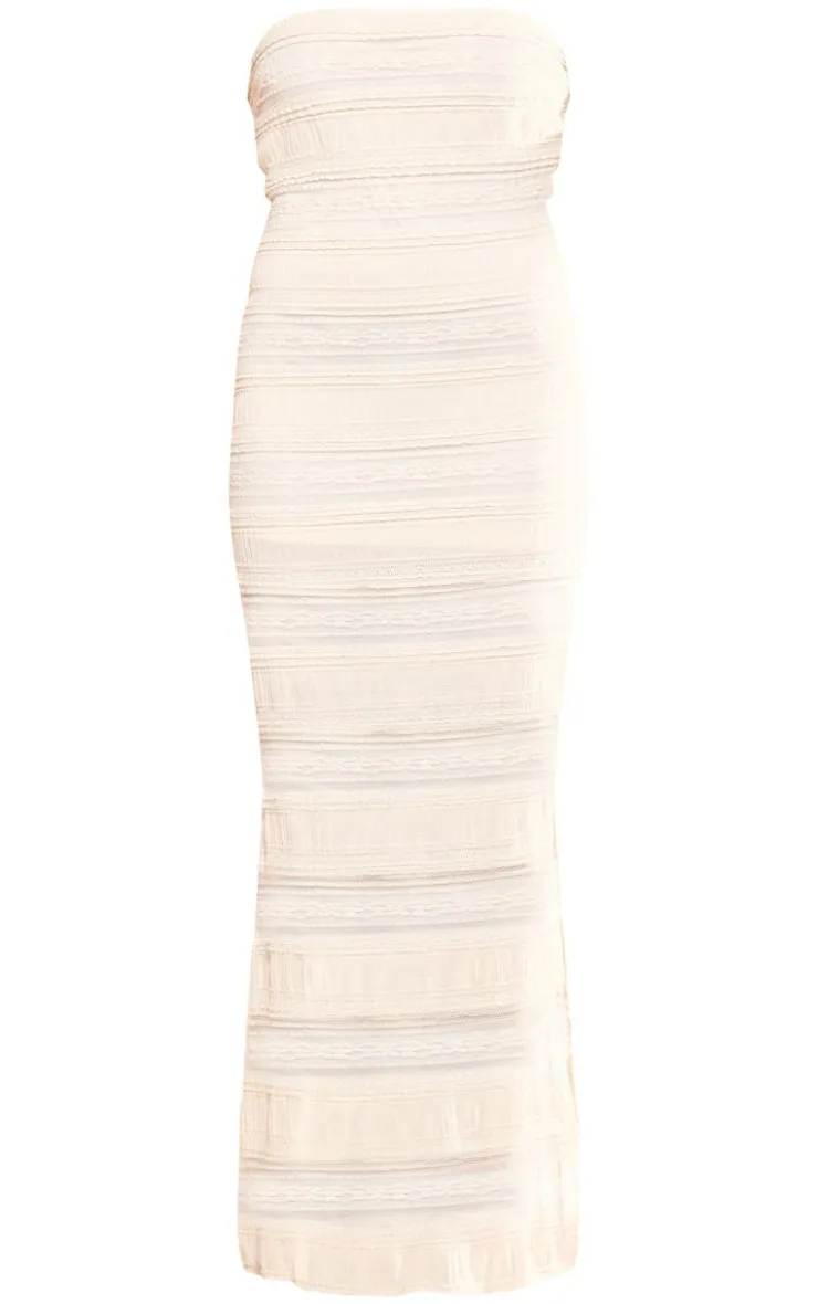 Textured Bandeau Side Split Maxi Dress-PrettyLittleThing Hot