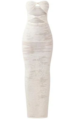 Textured Bandeau Twist Cut Out Maxi Dress-PrettyLittleThing Outlet