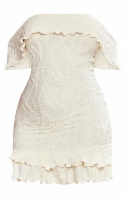 Textured Bardot Tiered Shift Dress-PrettyLittleThing Discount