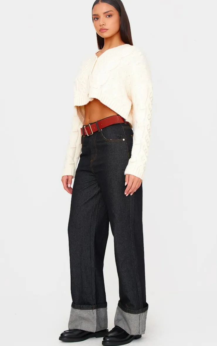 PrettyLittleThing Cardigans*Textured Cable Knit Cropped Cardigan