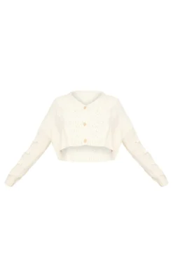 PrettyLittleThing Cardigans*Textured Cable Knit Cropped Cardigan