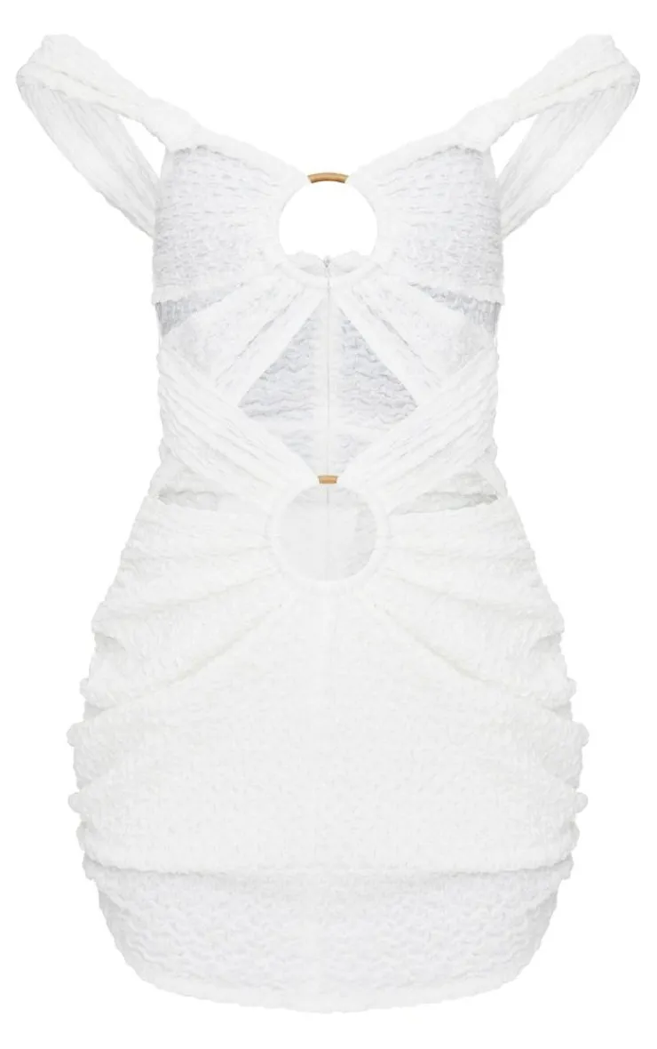 Textured Crinkle Ring Detail Cut Out Bodycon Dress-PrettyLittleThing Best