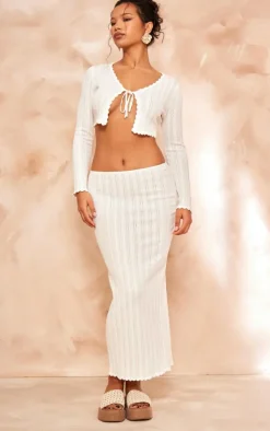 Best PrettyLittleThing Textured Crochet Knit Maxi Skirt Cream
