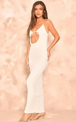 Textured Cut Out Detail Strappy Midi Dress-PrettyLittleThing Outlet