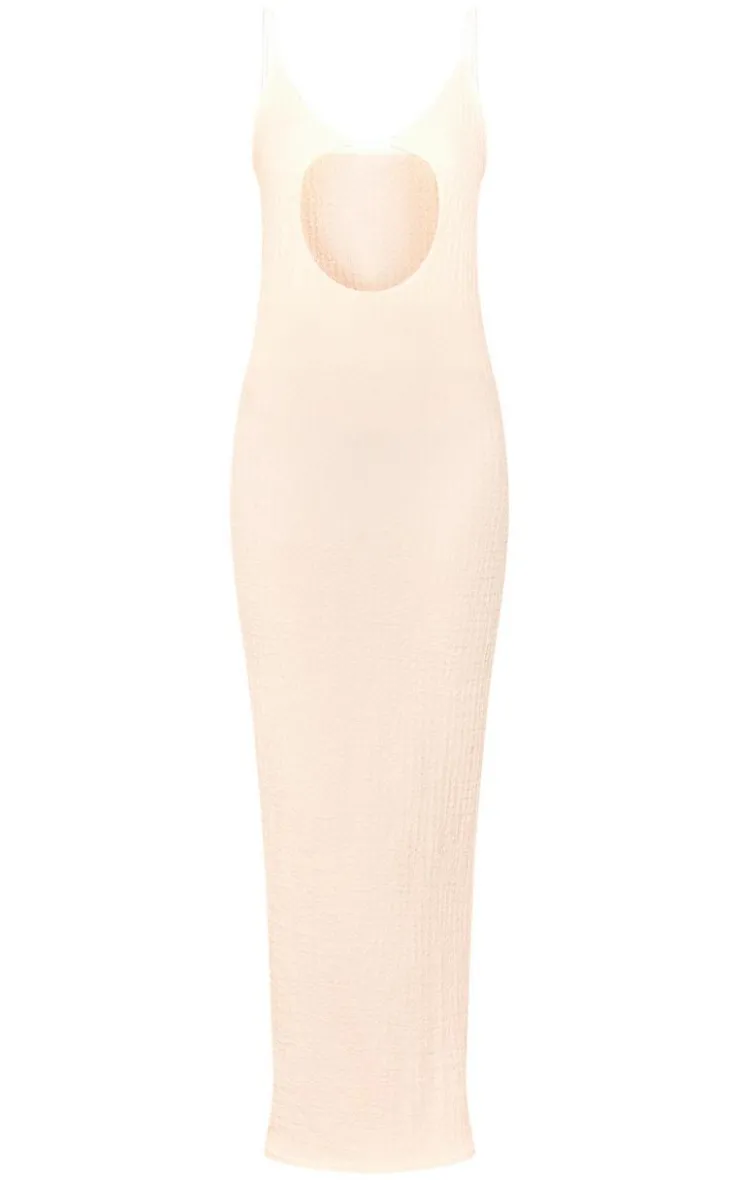 Textured Cut Out Detail Strappy Midi Dress-PrettyLittleThing Outlet