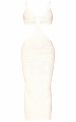 Textured Cut Out Knot Detail Strappy Midaxi Dress-PrettyLittleThing Best
