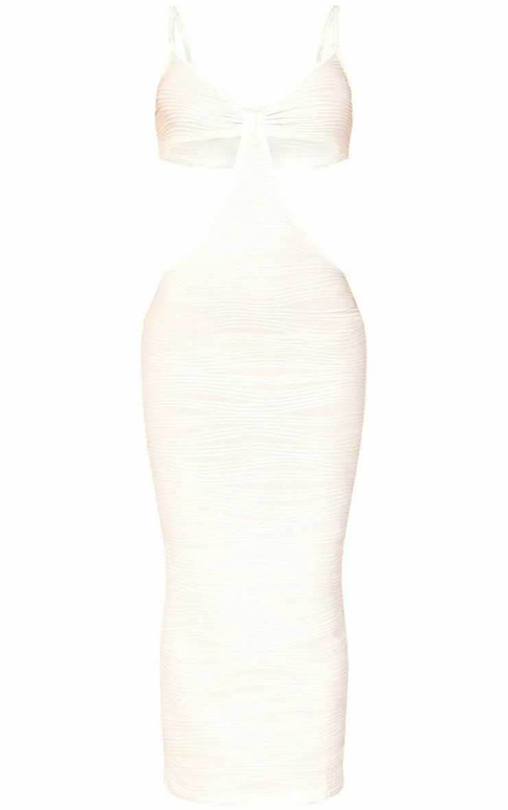 Textured Cut Out Knot Detail Strappy Midaxi Dress-PrettyLittleThing Best