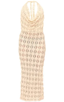 Textured Extreme Cowl Neck Maxi Dress-PrettyLittleThing Online