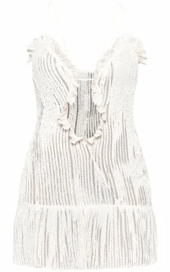 Textured Frill Hem Cut Out Mini Dress-PrettyLittleThing Online