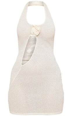 Textured Halterneck Corsage Bodycon Dress-PrettyLittleThing Best