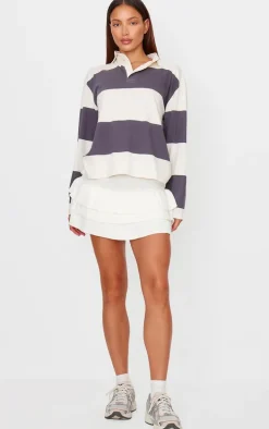 Cream Textured Knit Rara Mini Skirt