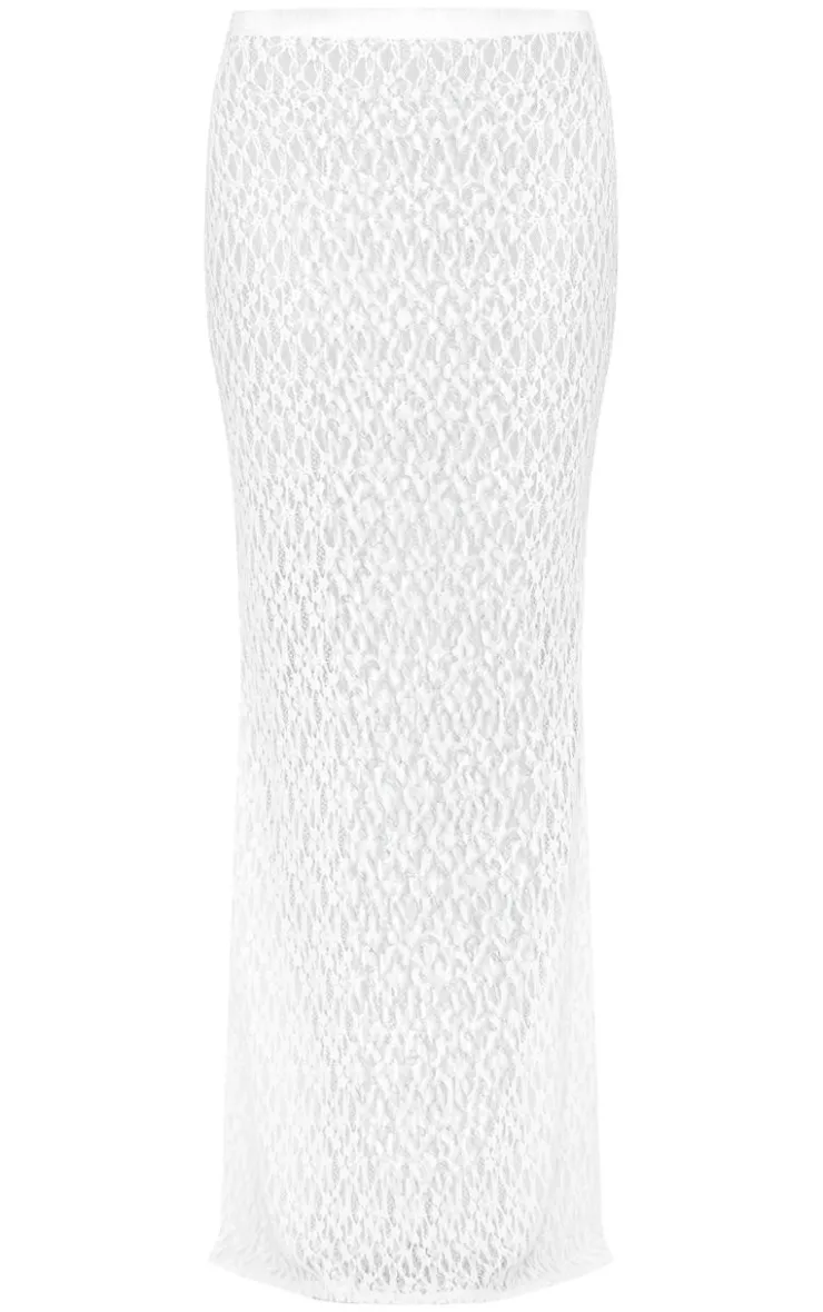 Textured Lace Sheer Maxi Skirt-PrettyLittleThing Clearance