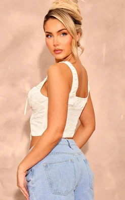 PrettyLittleThing Corsets*Textured Lace Up Ruched Straps Corset