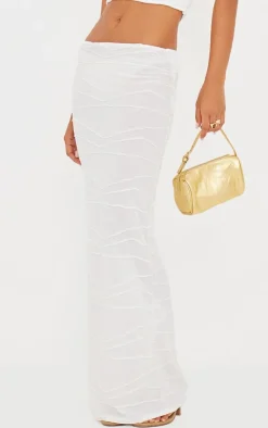 Best PrettyLittleThing Textured Mid Rise Maxi Skirt Cream